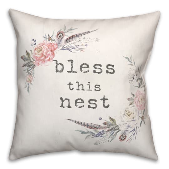 Michaels, Bless This Nest Floral Throw Pillow – Category: Pillows, Throws, Table Linens, & Runners
